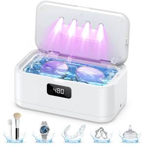 lot 9557 image: Ultrasonic Jewelry Cleaner, 50Khz Jewelry Cleaner Ultrasonic Machine for Jewelry, Eyeglasses, Rings, Watch Strap, Dentures, 24oz - 304 Stainless Steel Tank, Digital Timer, 5 Cleaning Modes(White)