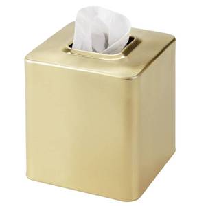 lot 9559 image: mDesign Metal Square Tissue Box Cover for Bathroom - Modern Steel HolderDispenser for Paper Facial Tissues - Bathroom Tissue Box Cube for Counter - Avia Collection - Soft Brass