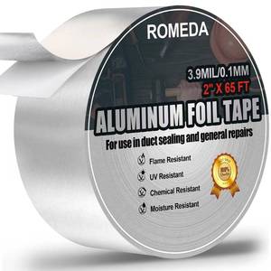 lot 10208 image: Romeda Aluminum Foil Tape, 2 inch x 65 Feet Foil Tape (3.9 mil), Silver Insulation Adhesive Metal Tape, High Temperature Heavy Duty HVAC Tapes for Ductwork, Dryer Vent, HVAC