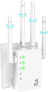 lot 10214 image: WiFi Extender Signal Booster - Dual Band 5.0G&2.4G, Covers 12880 Sq.Ft, Supports 105 Devices, 1-Tap Setup with Ethernet Port for Faster Speed
