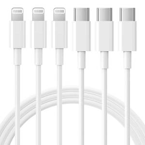 lot 10218 image: RCTech USB C to Lightning Cable 3Pack 6FT MFi Certified iPhone Fast Charger Cable USB-C Power Delivery Charging Cord for iPhone 14131211XSXRX8iPad, White