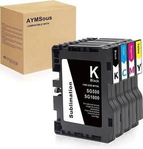 lot 10232 image: AYMSous 3.09 SG500 SG1000 Sublimation Ink Cartridge Latest Upgraded Chip Compatible for Sawgrass Virtuoso SG500 SG1000 Printer(1 Black, 1 Cyan, 1 Magenta, 1 Yellow)