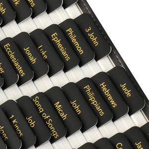 lot 10234 image: Mr. Pen- Laminated Bible Tabs, 75 pcs, Black, Gold Foil Embossed Lettering, Easy-to-Read & Apply, Tear Resistant Index Tabs for Women and Men, Bible Tabs for Men, Prayer & Scripture Navigation
