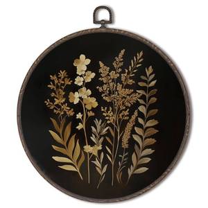 lot 10248 image: XNXLDYLH Vintage Black Dark Cottagecore Round Framed Wall Art Decor, Rustic Gothic Hanging Wall Decor Decorations, Botanical Floral Canvas Prints Wall Art Pictures Paintings for Farmhouse, 10x10 Inch