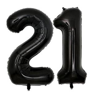 lot 10254 image: 40inch Jumbo Black 21 number balloons for 21st Birthday Decorations helium balloons party supplies use them as Props for Photos (Black 21)