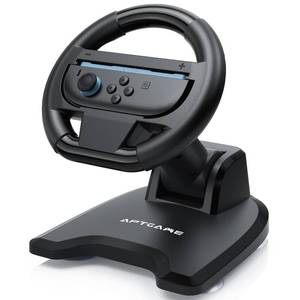 lot 11106 image: APTGAME Steering Wheel for Nintendo SwitchSwitch 2Switch OLED Joy-Con, Racing Wheel Stand for Mario Kart 8 Deluxe with 4 Suction Cups, Mario Kart Steering Wheel for Kids & Adults
