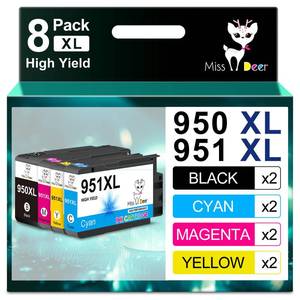 lot 11110 image: Miss Deer 950 951 XL Combo Pack,Compatible Replacement for HP 950 951XL,Work with Officejet Pro 8610 8600 8620 8630 8640 8100 8615 251dw 271dw 276dw,8 Pack