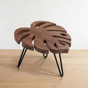 lot 11126 image: Novabright Monstera Leaf Short Plant Stand Small Wooden Plant Stool Stand Risers Pedestal Display Decorative for Flower Indoor Outdoor Rustic Farmhouse Table Balcony Home Office Bedroom Decor