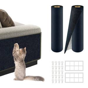 lot 11140 image: 2Pack Total 78.7x15.8 Cat Scratch Mat for Cat Couch Furniture and Wall Protector  Trimmable Self-Adhesive Carpet Climb Cat Scratcher for Covering Cat Tower and Replacement Pads (Blue)