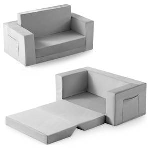 lot 11142 image: Zorvoxz Kids Couch, 2-in-1 Toddler Chair Comfy 1-3 Years, Convertible Kids Chair, Toddler Couch That Fold Out, Kid Lounge Chairs for Boys and Girls Gifts, Kids Recliner, Double, Grey