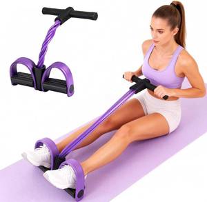 lot 11150 image: Multifunction Tension Rope, 6-Tube Elastic Yoga Pedal Puller Resistance Band, Natural Latex Tension Rope Fitness Equipment, for AbdomenWaistArmLeg Stretching Slimming Training (Purple)