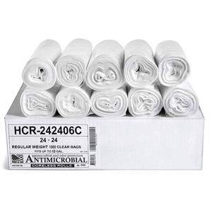 lot 11159 image: Aluf Plastics High Density Trash Bags, 10 Gallon, 1000 Count, 6 Micron (eq), 24 x 24, Clear, for Bathroom, Office, Industrial, Commercial, Janitorial, Municipal, Recycling