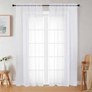 lot 12265 image: WelvetBLK White Sheer Curtains 84 Inches Long 2 Panels Set for Bedroom Living Room, Soft Airy Light Filtering Modern Solid Rod Pocket Drapes Window Treatments, White, Each 42 W x 84 L