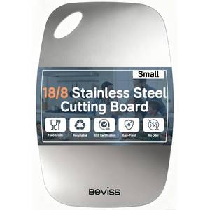 lot 12270 image: Beviss Cutting Board Non-Toxic, 304 Stainless Steel Cutting Board Double Sided, 11.45 x 8.15 Chopping Board for Kitchen, Dishwasher Safe Chopping Board for Meat, Vegetables or Fruit