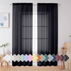 lot 12274 image: Simplebrand Black Sheer Curtains 84 Inches Long, Light Filtering Rod Pocket Solid Color Window Sheer Curtain Panels, Elegant Curtains & Drapes for Living Room, Bedroom 2 Panels (Black, 42 W x 84 L)