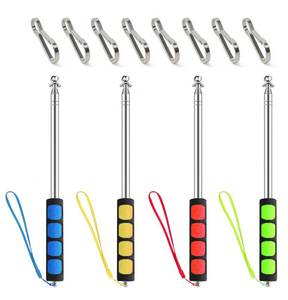 lot 12284 image: Estleys 4-Pack Assorted Color Telescoping Handheld Flagpole, 63 Portable Stainless Steel Telescopic Banner Flag Pole, Stainless Steel Telescopic Extendable Pole with Clips