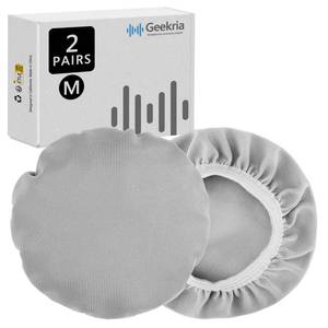 lot 12286 image: Geekria 2 Pairs Flex Fabric Headphones Ear Covers - Product Safety Certified - Washable & Stretchable Earcup Protectors for Over-Ear Headsets, Sweat Pads for Gym, Gaming (Size MGrey)