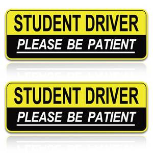 lot 12291 image: 2pcs Student Driver Magnet for Car,Safety Warning Be Patient New Driver Sticker-Colorful,Eflective,Weather Resistant Bumper Sticker Magnetic Reflective Rookie Drive (Yellow)