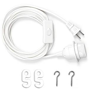 lot 12312 image: Hrsovii Pendant Light Cord, 25 Feet Hanging Lantern Cable, White, E26E27 Socket with OnOff Switch, 360W