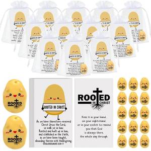 lot 12334 image: Wesiti 50 Sets Christian Gifts Bulk Rooted in Christ Mini Verse Potatoes Colossians Religious Bible Verse Card and Bag Pocket Christian Religious Gifts Church Inspirational Supplies