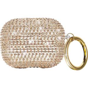 lot 12337 image: SaharaCase Rhinestone Case for Apple AirPods 3 (2021 3rd Generation) Rugged Full Body Protection Antislip Grip Slim with Keychain - Gold