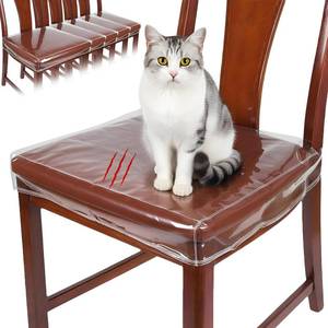 lot 12369 image: Kifmurase 6 Pack Plastic Dining Chair Seat Covers, Reusable Thickened Soft PVC Seats Protector, Kitchen Chair Seat Protectors with Adjustable Belt Strap (22���� W x 17���� D)