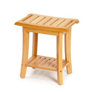 lot 13885 image: Unibambou Bamboo Shower Bench Inside Shower Stool with Storage Shelf, Spa Bath Chair for Bathroom, Seat or Organizer for Living Room, Bedroom and Garden - Great for All Ages Elderly (Small, Natural)