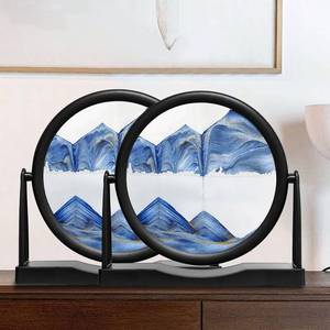 lot 13886 image: BringLED Dynamic 3D Moving Sand Art with Easy-Flip Stand��2 Pack - Blue�� Liquid Motion Sandscapes - Quicksand (Flow Sand) Motion Decor - Relaxing Desktop Decor for Home and Office