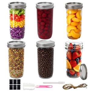 lot 13890 image: Ravflaw Wide Mouth Mason Jars 24 oz with Lids, Glass Jars with Airtight Lids and Band, Safe for Canning, Food Storage, Pickling, Overnight Oats Container, Pint and A Half Size (Pack of 6)