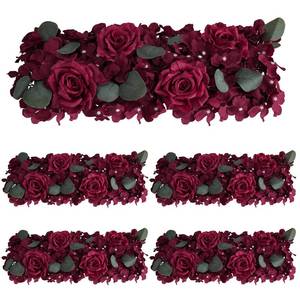 lot 13896 image: DIYDOFUN Pack of 4 Artificial Flower Wedding Arch Decorations, 18 inch Floral Centerpieces for Party Bridal Shower Event Table Wall Arrangement - Burgundy