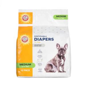 lot 13907 image: Arm & Hammer for Pets Disposable Female Dog Diapers with Odor Control and Wetness Indicator, Leak Resistant Dog Diapers for Incontinence and Heat Cycles, Size Medium 16.5��21 in Waist, 12 Count - 6 Pk
