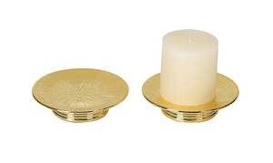 lot 14290 image: Ceramic Gold Candle Holders Set 2 Modern Pillar Candle Stand Candle plate Table Centerpiece Jewelry dish golden Tray riser display stand for Home,Dinning,Party,Wedding,Birthday,Anniversary Decorations