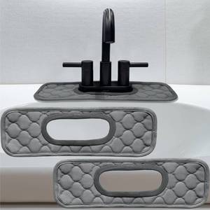 lot 14294 image: Bathroom Sink Splash Guard Oval-Hole Rectangle-Hole AHA HOMEWARE, Faucet Mat for Bathroom Sink Oval Base, Bathroom Sink Water Splash Guard Centerset Rectangle Base (Gray & Gray)