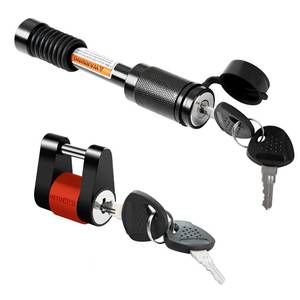 lot 14295 image: METOWARE Keyed Alike Trailer Lock Set, 58 Hitch Pin (3-12 Usable Length) for 2 & 2.5 Receivers (Class III IV V) & 14 Coupler Lock with Red Rubber Ring, Anti-Theft Towing Security, 4 Keys