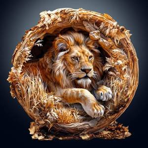 lot 14302 image: KAAYEE Wooden Puzzles for Adults, 3D Vision Effect Lion King Wooden Jigsaw Puzzles 200 PCS Unique Shape Wood Puzzle Adult, Birthday Father Mother Gifts for Puzzle Lover Family Game (M-11.4  11.4in)