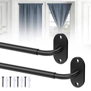 lot 14308 image: OICIPT 2 Pack French Door Curtain Rod, Screw-Mounted Sash Rods Adjustable 18��30 Inch, 12 Diameter Wrap Around Curtain Rods for Doors & Small Window, Black