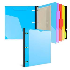 lot 14318 image: INFUN 1 Inch 3-Ring Telescoping Project Organizer Binder,13 Pocket, Customizable Front Cover, 5 Colors Pocket Divider and Plastic Binder Pocket��225 Sheet Capacity-Blue