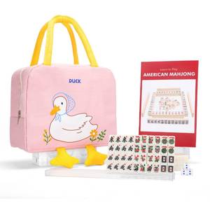 lot 14321 image: drizzle 1.2in Mahjong Set - 166 Medium Size Tiles with Instructions - American Table Game with Panda Bag - Home Family Dorm Party for Leisure Time - Mah Jong ��°�