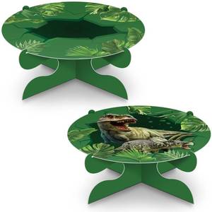 lot 14330 image: Dianelhall 2 Pcs 12 Inch Dinosaur Cake Stand Party Decorations Dinosaur Theme Cake Holder Cupcakes Decorations Tower Serving Platter Plate for Jungle Theme Party Birthday Supplies Favor