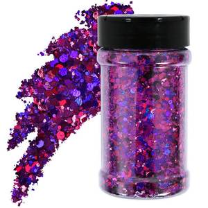 lot 14336 image: TORC 4 OZ Purple Holographic Glitter 4 Ounce Mix Chunky Glitter Bulk for Resin Craft Cosmetic Art Festival Decoration