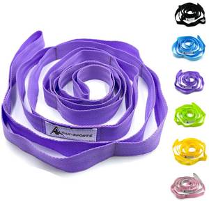 lot 14338 image: Stretching Strap Yoga Strap with Loops, Stretch Straps for Physical Therapy, Non-Elastic Exercise Strap for Pilates, Dance and Gymnastics with Workout Guide (Purple)