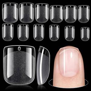 lot 14341 image: TOMICCA Short Nail Tips Extra Short Square Nail Tips, 192Pcs Fake Nails 12 Sizes Acrylic Clear Nails for Beginner and Professional DIY Gel Nails Salon