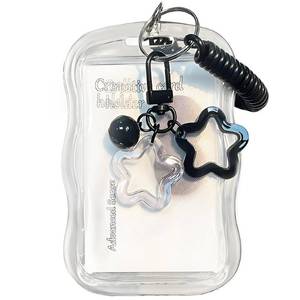lot 14345 image: IPEWOEF 1Pcs Cute Photocard Holder Keychain Kpop Photo Card Holder Star Wave Photocard Keychain Transparent Pc Holder Creative Photocards Holder for Bus Student Card Photo Protector