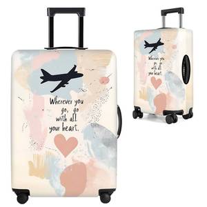 lot 14346 image: THISFIND Wherever You Go, Go with All Your Heart Airplane Design Luggage Cover, Suitcase Protector for 28-30 Inch Luggage, Stretchable, Machine Washable, Artistic Travel Accessory,L