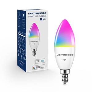 lot 14349 image: Lightinginside E12 Smart Light Bulbs 60W Equiv., Work with AlexaGoogle HomeSmart Life, 500LM 6W RGBCW Candle Candelabra LED Light Bulbs, No Hub Required, 2.4G WiFi Bluetooth Bulb, ETL Listed, 1PC
