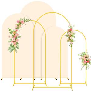 lot 15959 image: Wedding Arch Backdrop Stand and Beige Arch Cover Set of 3 (7.2FT, 6.6FT, 6FT) Metal Arch Stand Balloon Arched Frame Backdrop with Spandex Arch Stand Cover for Birthday Party Baby Shower Graduation