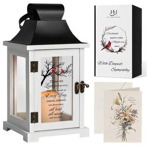 lot 15960 image: HugMemories Memorial Lantern - Bereavement Sympathy Gifts for Loss of Loved One Mother Father, Thoughtful Funeral Gifts in Memory of Loved One with LED Candle