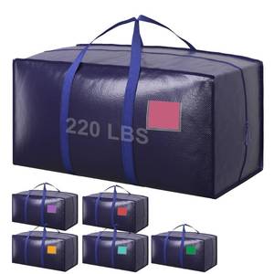 lot 15971 image: RMOHRO 6 Pack Moving Bags with Full-Open Side Zipper, Extra Large 93L Heavy Duty Waterproof Foldable Storage Totes for College Dorm, Moving & Home Organization, Blue