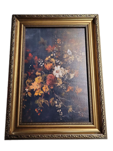 lot 15975 image: Floral Still Life Oil Painting in Ornate Gold Frame