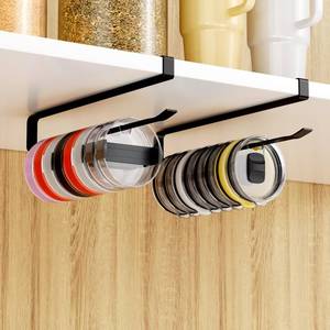 lot 15978 image: Quehun 2 PCS Tumbler Lid Organizers, Ample Lid Capacity Up to 30 Lids, No Adhesive No Drill Yeti Lid Organizer Holder Inside Cabinet, Space-Saving Stanley Tumbler Cup Lid Holder Organizer for Kitchen